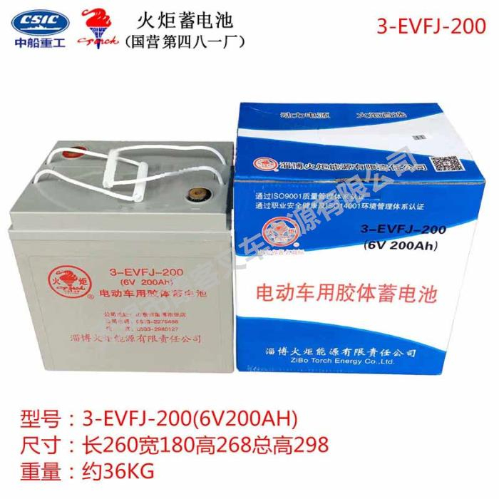 3-EVFJ-200（6V200A 3HR）火炬蓄電池